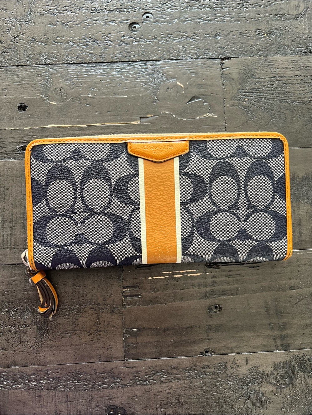 Coach Navy & Yellow Signature Wallet